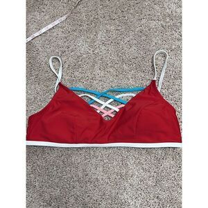 Design Lab criss cross Red Swim Resort Bikini Top size XL